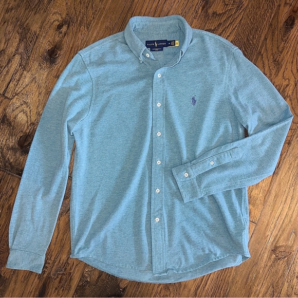 Polo Ralph Lauren Featherweight Mesh Shirt Teal Ocean Aqua Blue - Picture 13 of 16
